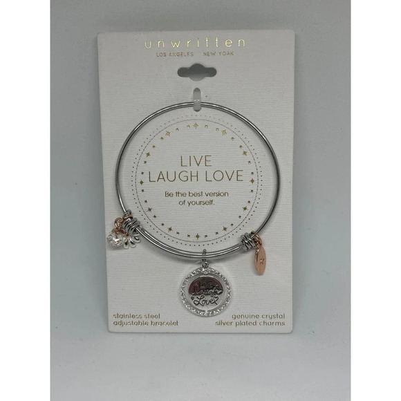 NWT Unwritten "Live Laugh Love" Bracelet - Stainless Steel, Adjustable - Picture 1 of 2